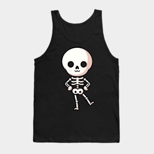 Cute Halloween Skeleton in a Dancing Pose | Halloween Design for Skeleton Lovers Tank Top